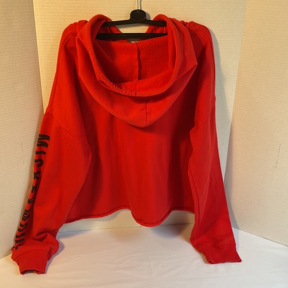 Mickey Mouse cropped red hoodie size Large. Black writing. Embroidered Mickey - Picture 6 of 12